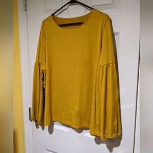 Ava & Viv 2x top blouse shirt yellow mustard